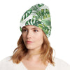 Green Pattern Tropical Palm Leaves Unisex Beanie