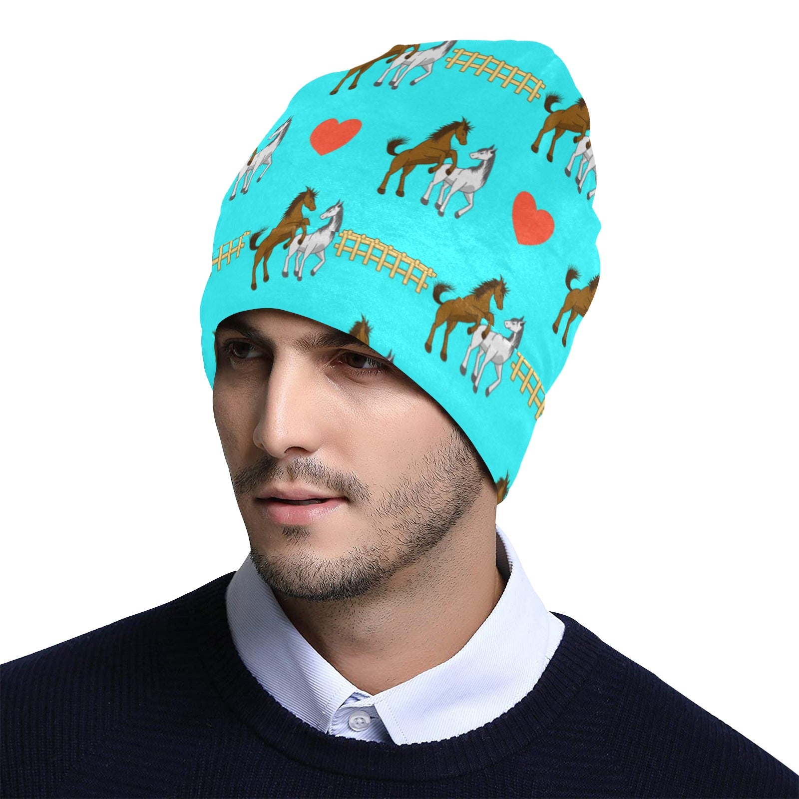 Horse Couple Love Print Design LKS309 Unisex Beanie