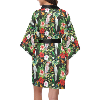 Tropical Flower Pattern Print Design TF03 Women's Short Kimono