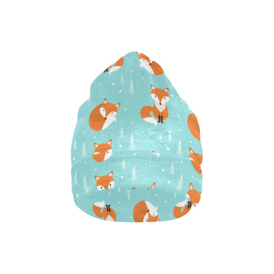 Fox Design Snow Print Pattern Unisex Beanie