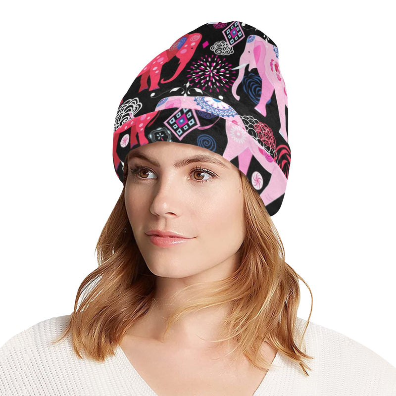 Pink Elephant Pattern Unisex Beanie