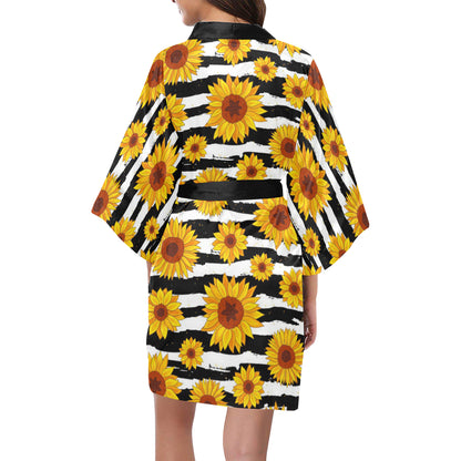 Sunflower Pattern Print Design SF010 Women's Short Kimono