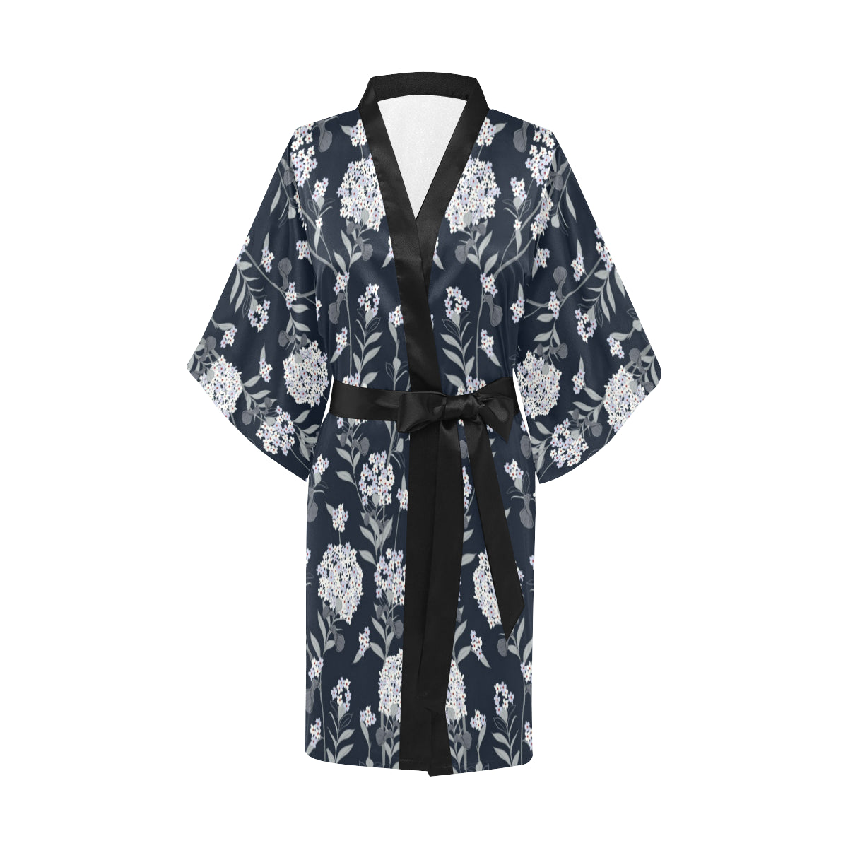 Hydrangea Pattern Print Design HD07 Women's Short Kimono