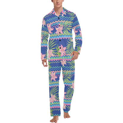 Lily Pattern Print Design LY015 Men's Long Sleeve Pajama Set