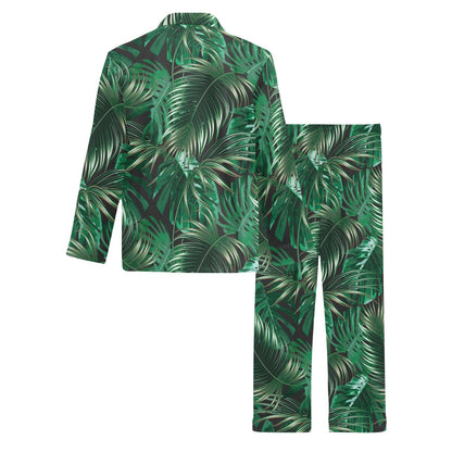 Tropical Flower Pattern Print Design TF012 Men's Long Sleeve Pajama Set