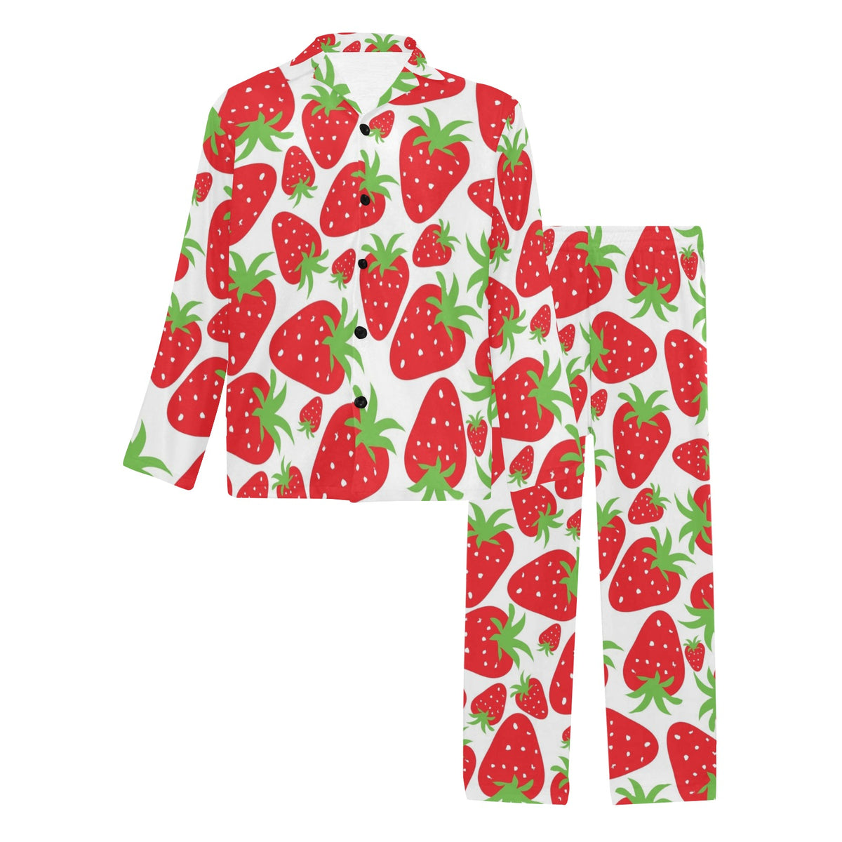 Strawberry Pattern Print Design SB01 Men's Long Sleeve Pajama Set