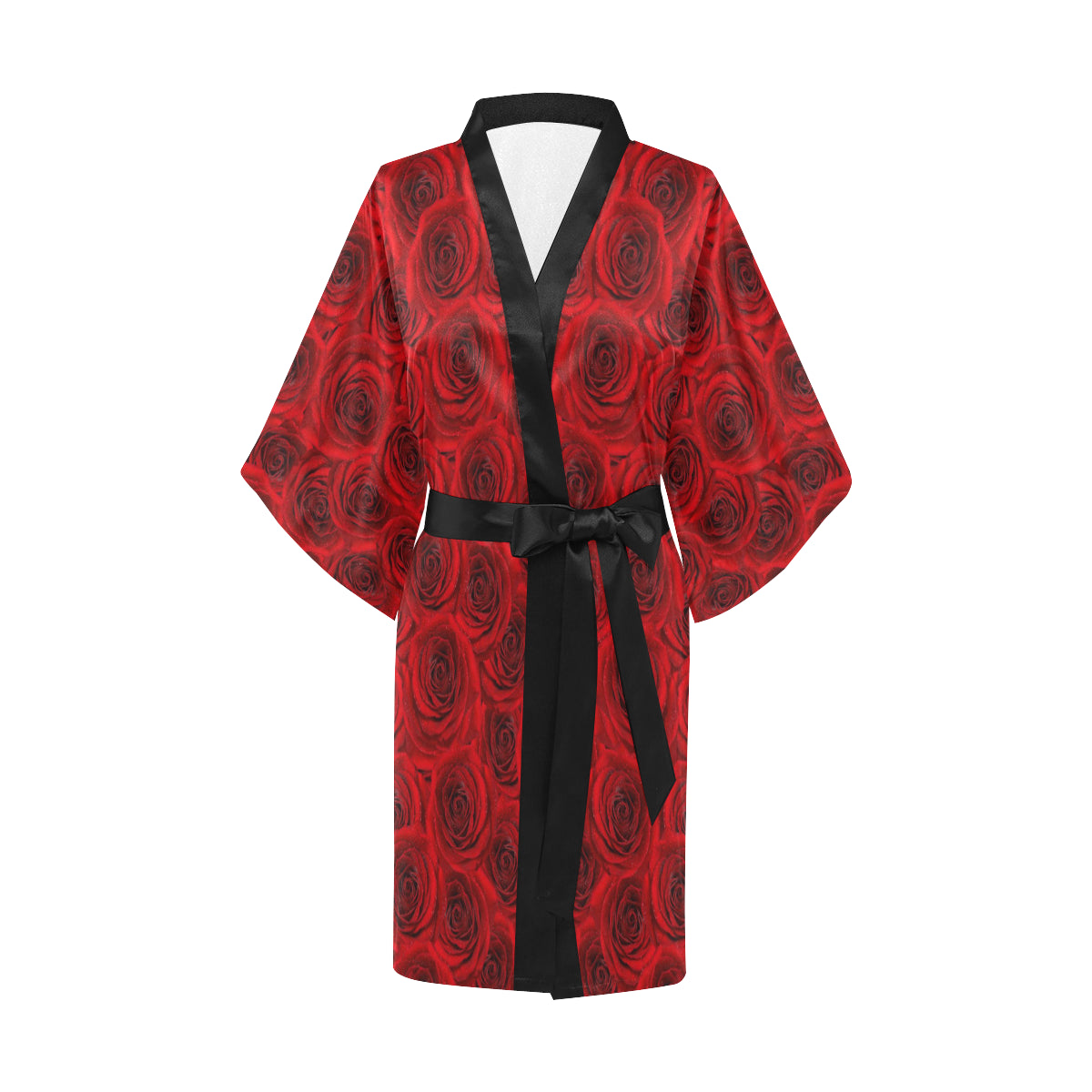 Rose Red Pattern Print Design RO04 Women's Short Kimono