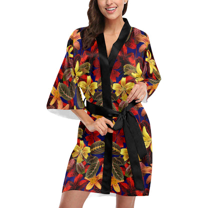 Lily Pattern Print Design LY014 Women's Short Kimono