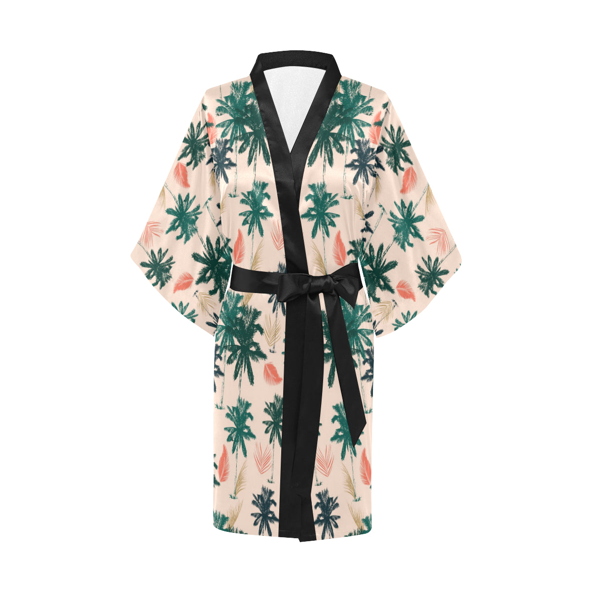 Palm Tree Pattern Print Design PT014 Women's Short Kimono