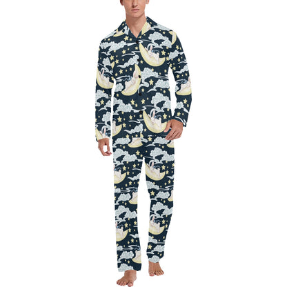 Rabbit Sleeping Pattern Print Design RB08 Men's Long Sleeve Pajama Set