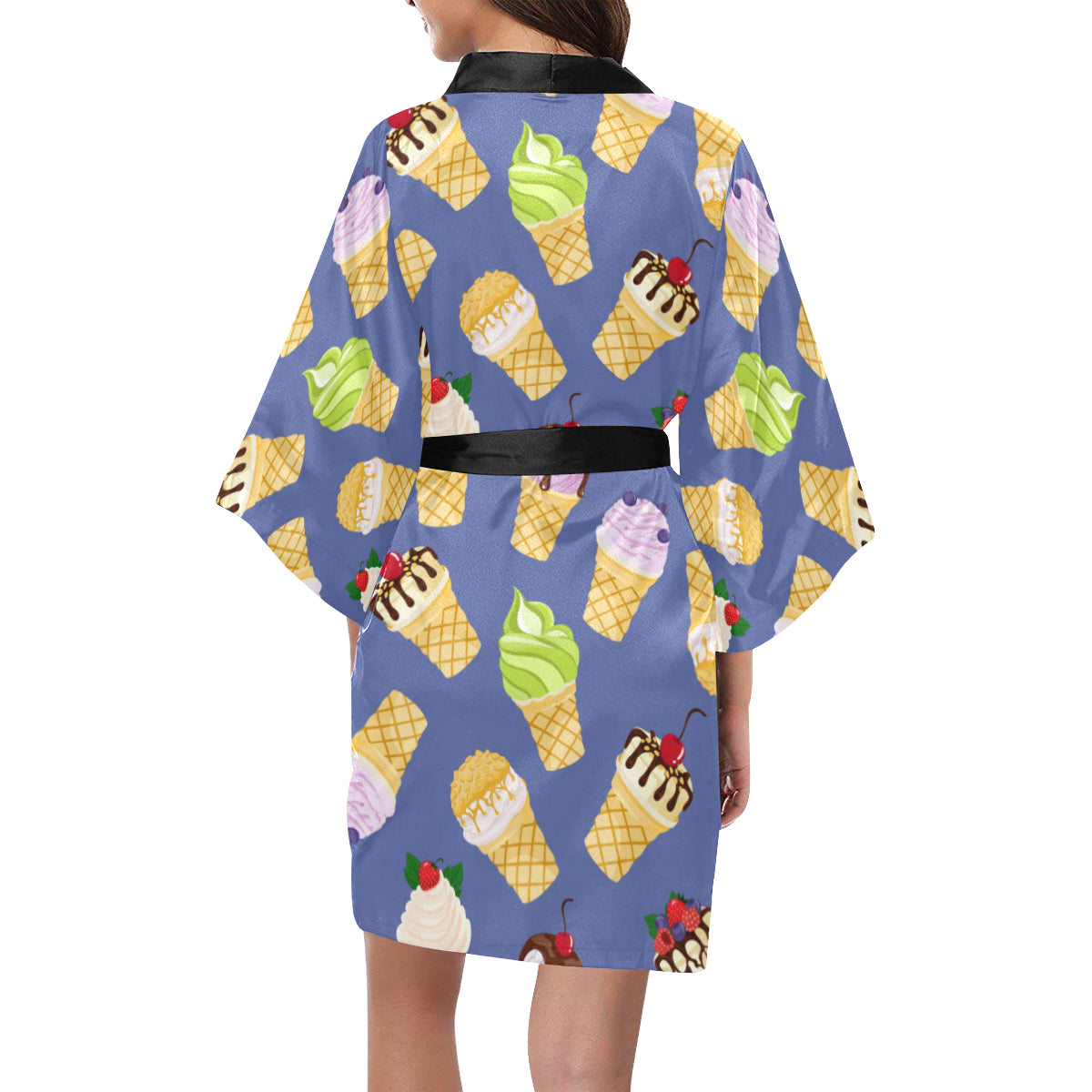 Ice Cream Pattern Print Design IC03 Women's Short Kimono