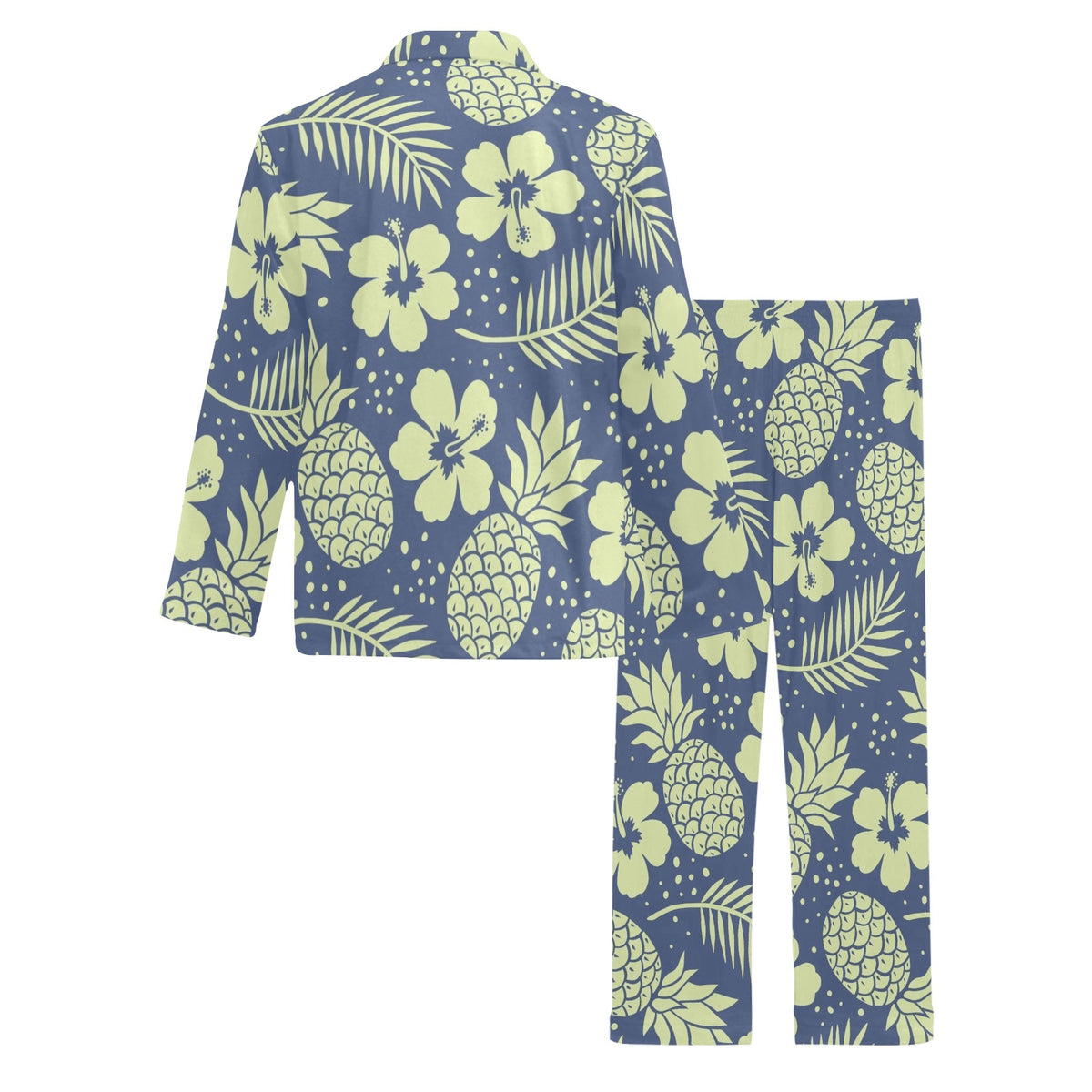 Pineapple Pattern Print Design PP07 Men's Long Sleeve Pajama Set