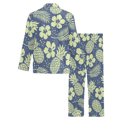 Pineapple Pattern Print Design PP07 Men's Long Sleeve Pajama Set