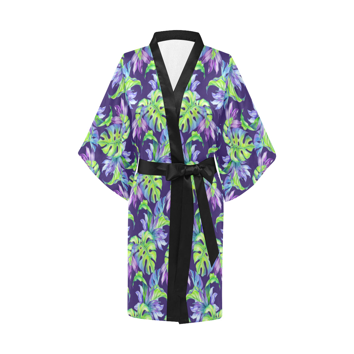 Tropical Flower Pattern Print Design TF019 Women's Short Kimono