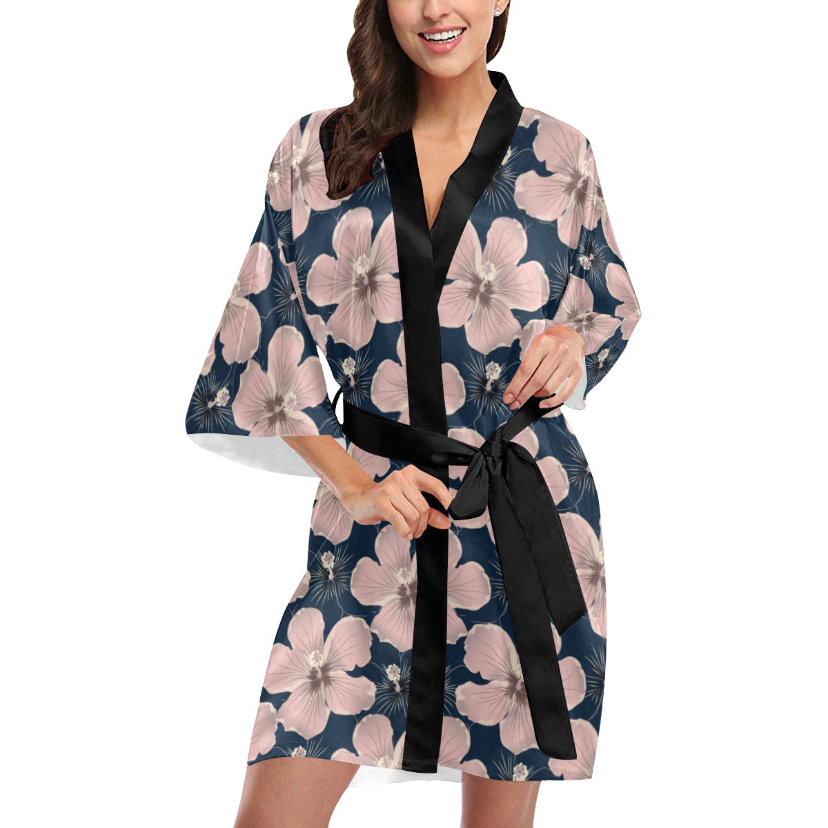 Plumeria Pattern Print Design PM018 Women's Short Kimono