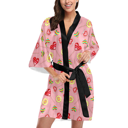 Lollipop Pattern Print Design LL05 Women's Short Kimono