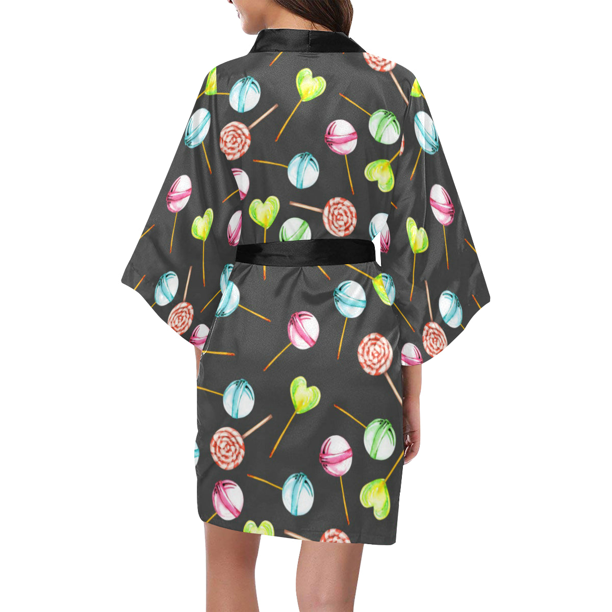 Lollipop Pattern Print Design LL02 Women's Short Kimono