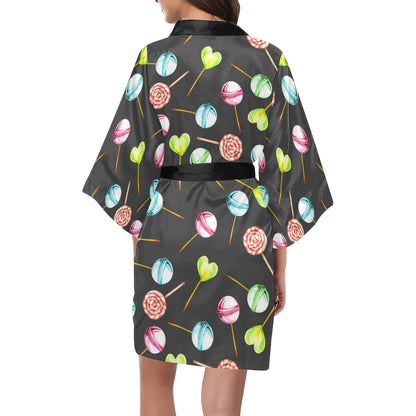 Lollipop Pattern Print Design LL02 Women's Short Kimono