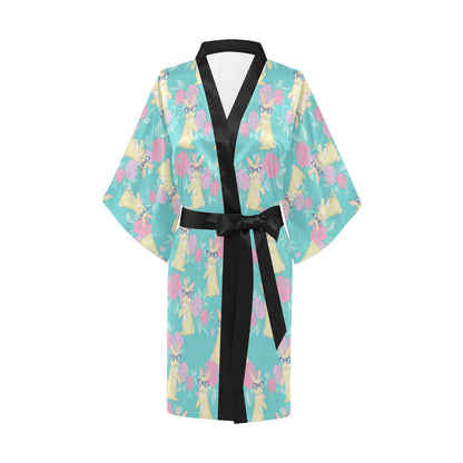 Rabbit Pattern Print Design RB05 Women's Short Kimono