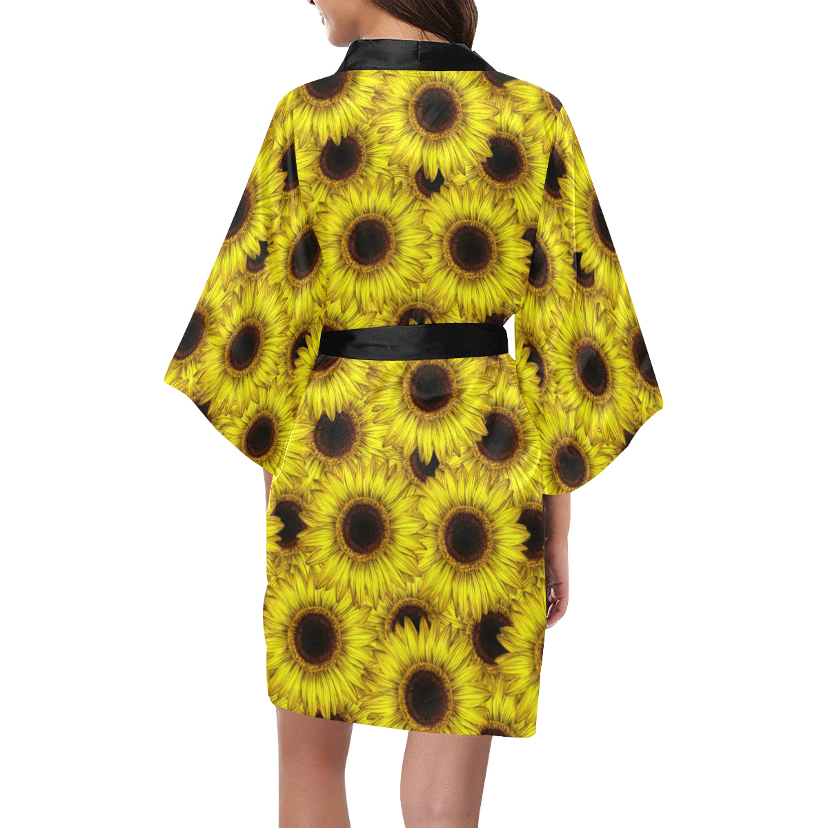 Sunflower Pattern Print Design SF011 Women's Short Kimono