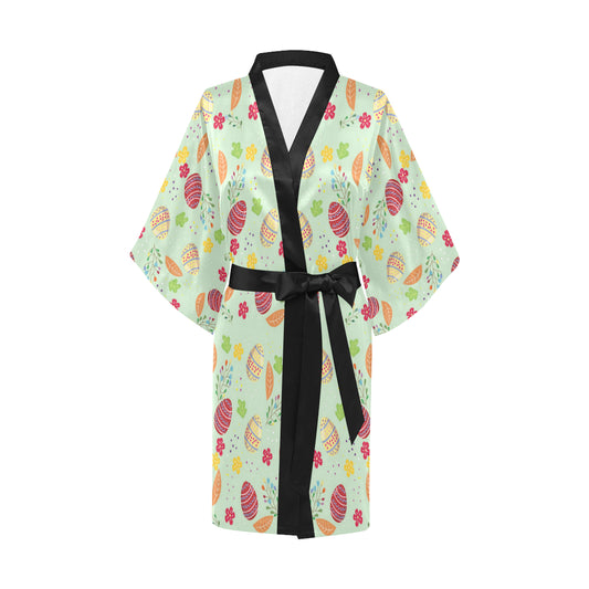 Easter Eggs Pattern Print Design RB07 Women's Short Kimono