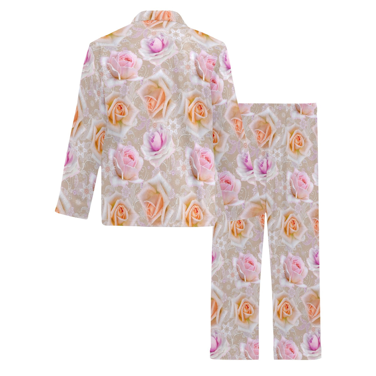 Rose Pattern Print Design RO011 Men's Long Sleeve Pajama Set