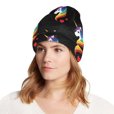 Rainbow Unicorn Pattern Print Design A03 Unisex Beanie