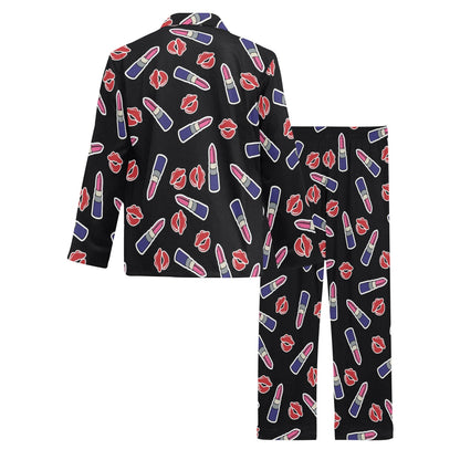 Lipstick Pattern Print Design LT01 Men's Long Sleeve Pajama Set