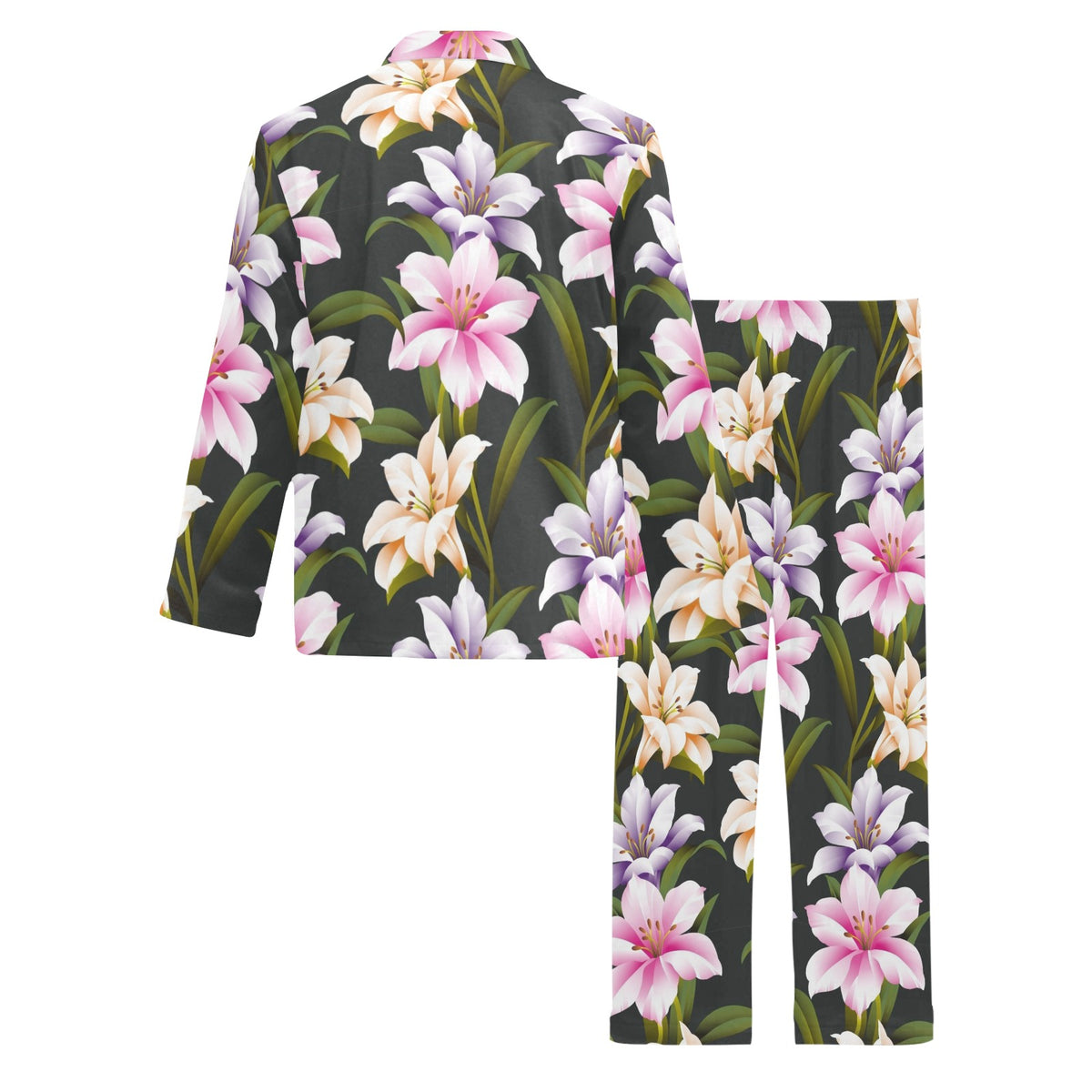 Lily Pattern Print Design LY01 Men's Long Sleeve Pajama Set