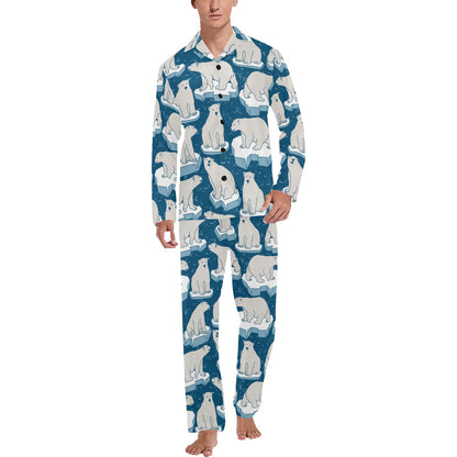 Polar Bear Pattern Print Design PB03 Men's Long Sleeve Pajama Set