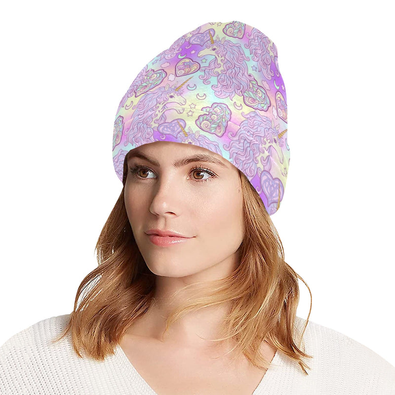 Unicorn Rainbow Star Heart Print Unisex Beanie