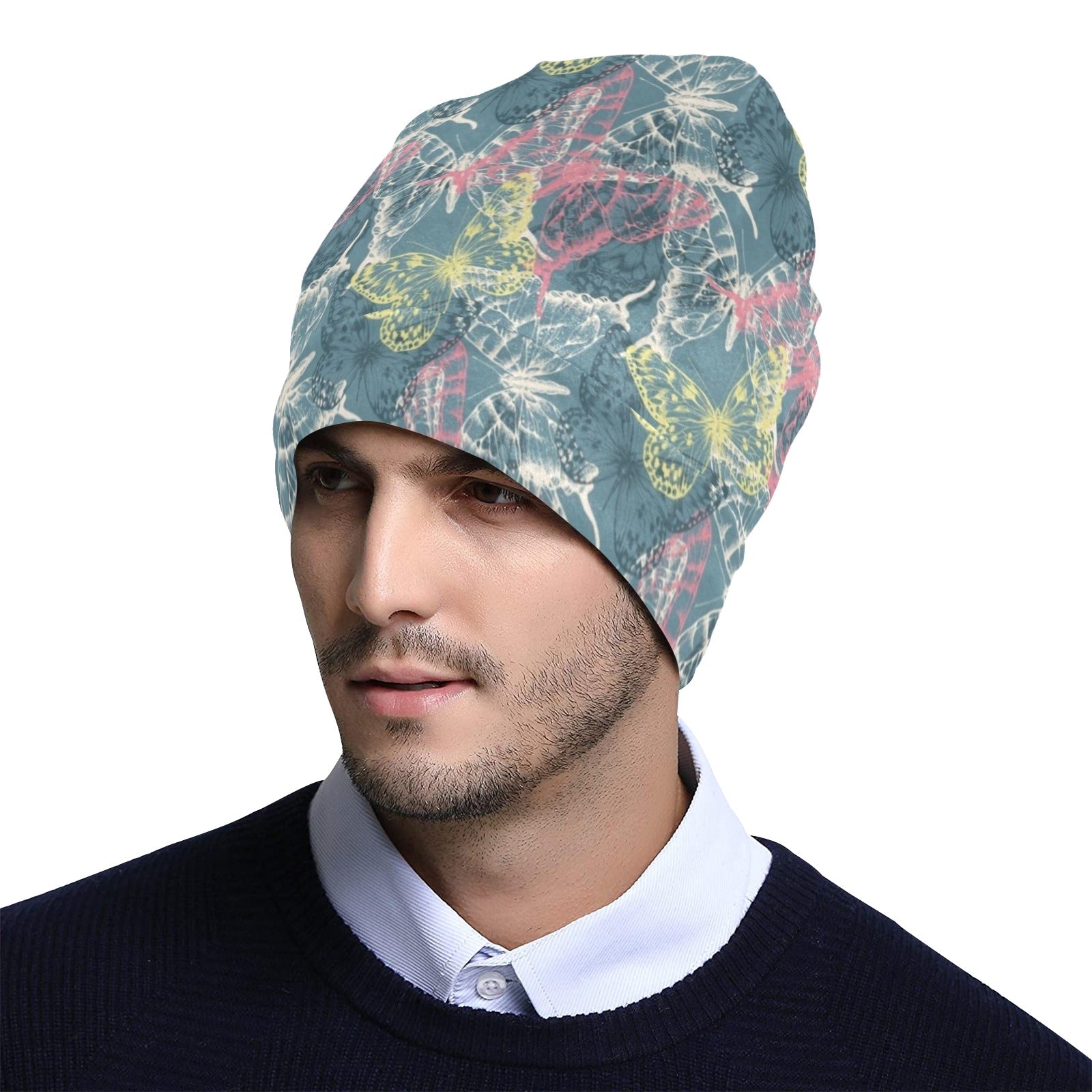 Butterfly Pattern Print Design 01 Unisex Beanie