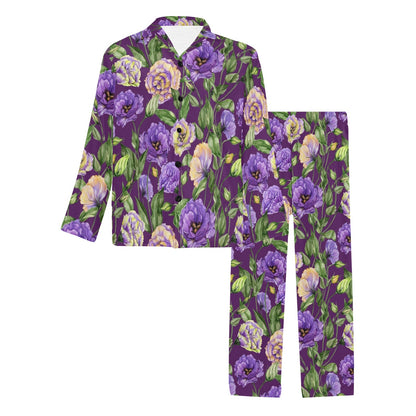 Lisianthus Pattern Print Design LT03 Men's Long Sleeve Pajama Set