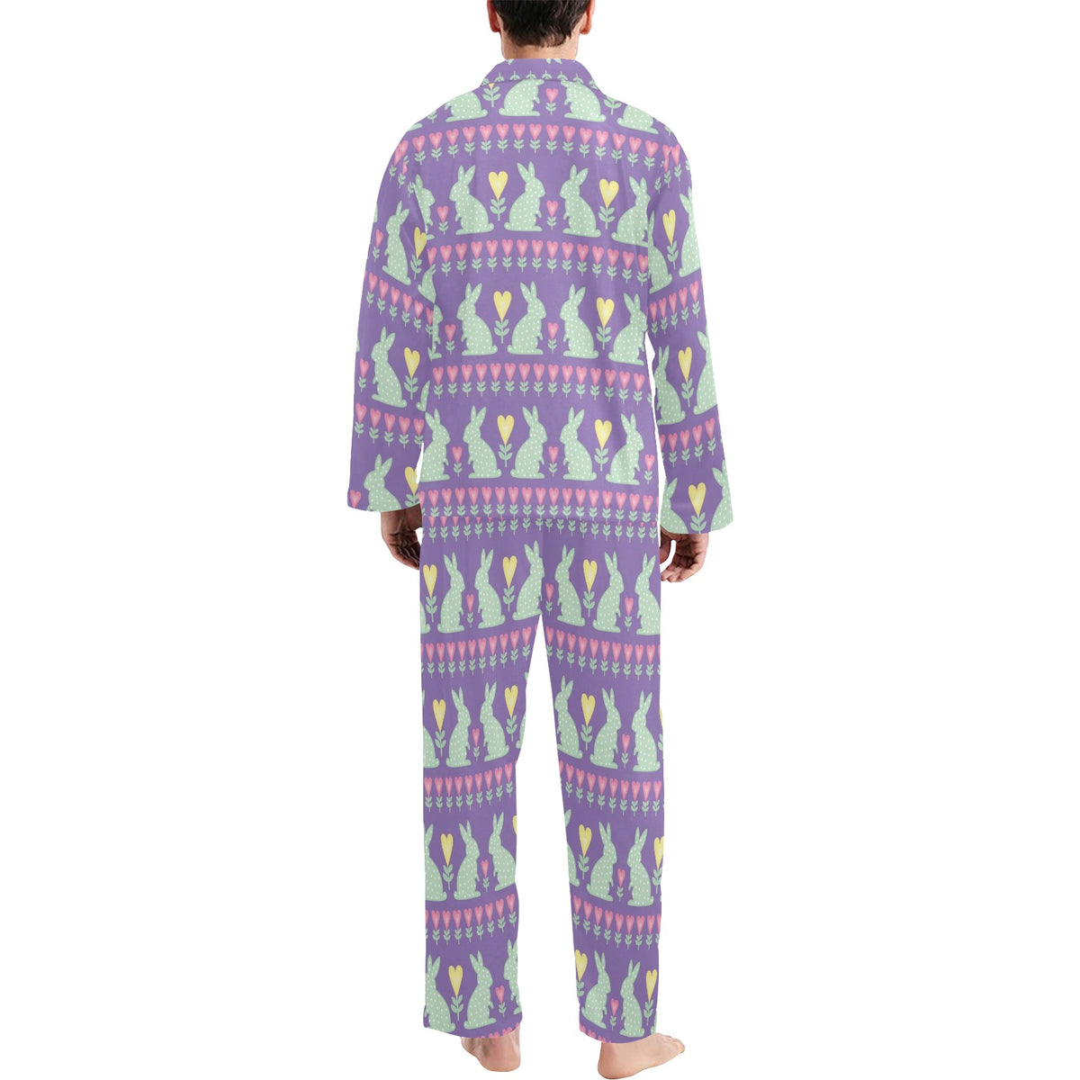 Rabbit Pattern Print Design RB01 Men's Long Sleeve Pajama Set