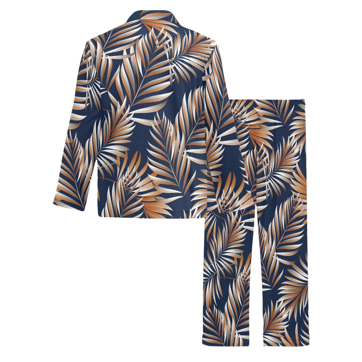 Tropical Flower Pattern Print Design TF07 Men's Long Sleeve Pajama Set