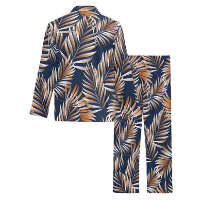 Tropical Flower Pattern Print Design TF07 Men's Long Sleeve Pajama Set