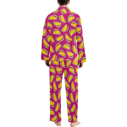 Taco Pattern Print Design TC01 Men's Long Sleeve Pajama Set