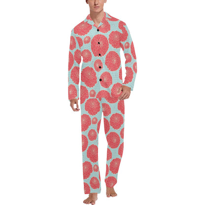 Marigold Pattern Print Design MR03 Men's Long Sleeve Pajama Set