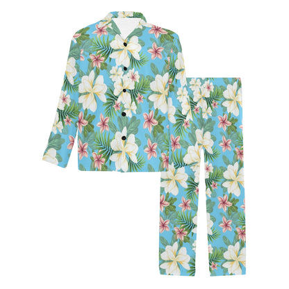 Plumeria Pattern Print Design PM028 Men's Long Sleeve Pajama Set