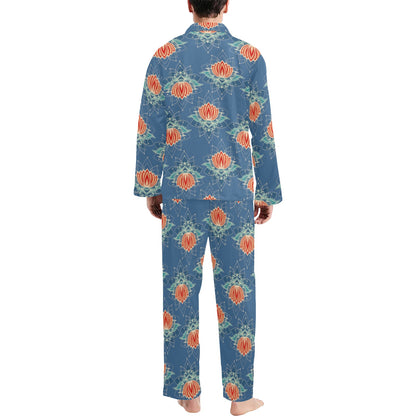 lotus Boho Pattern Print Design LO07 Men's Long Sleeve Pajama Set