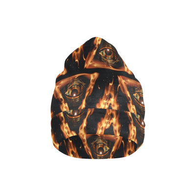 Eye of Horus in Flame Print Unisex Beanie