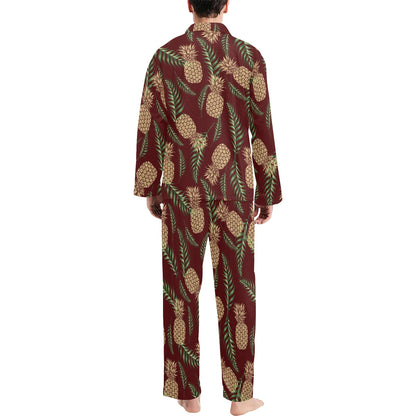 Pineapple Pattern Print Design PP013 Men's Long Sleeve Pajama Set