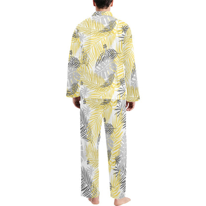 Palm Leaves Pattern Print Design PL012 Men's Long Sleeve Pajama Set