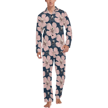 Plumeria Pattern Print Design PM018 Men's Long Sleeve Pajama Set