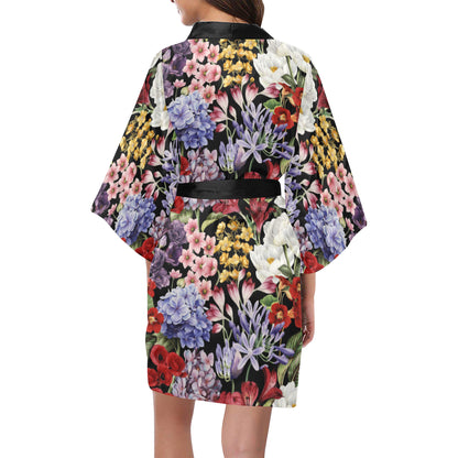 Summer Floral Pattern Print Design SF04 Women's Short Kimono