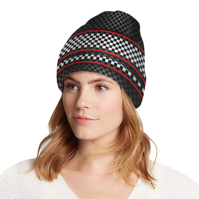 Checkered Flag Red Line Style Unisex Beanie