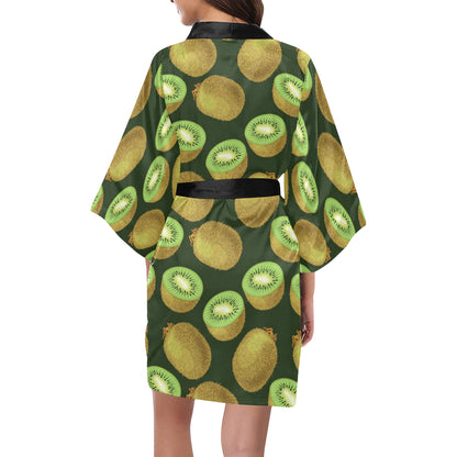 Kiwi Pattern Print Design KW04 Women's Short Kimono