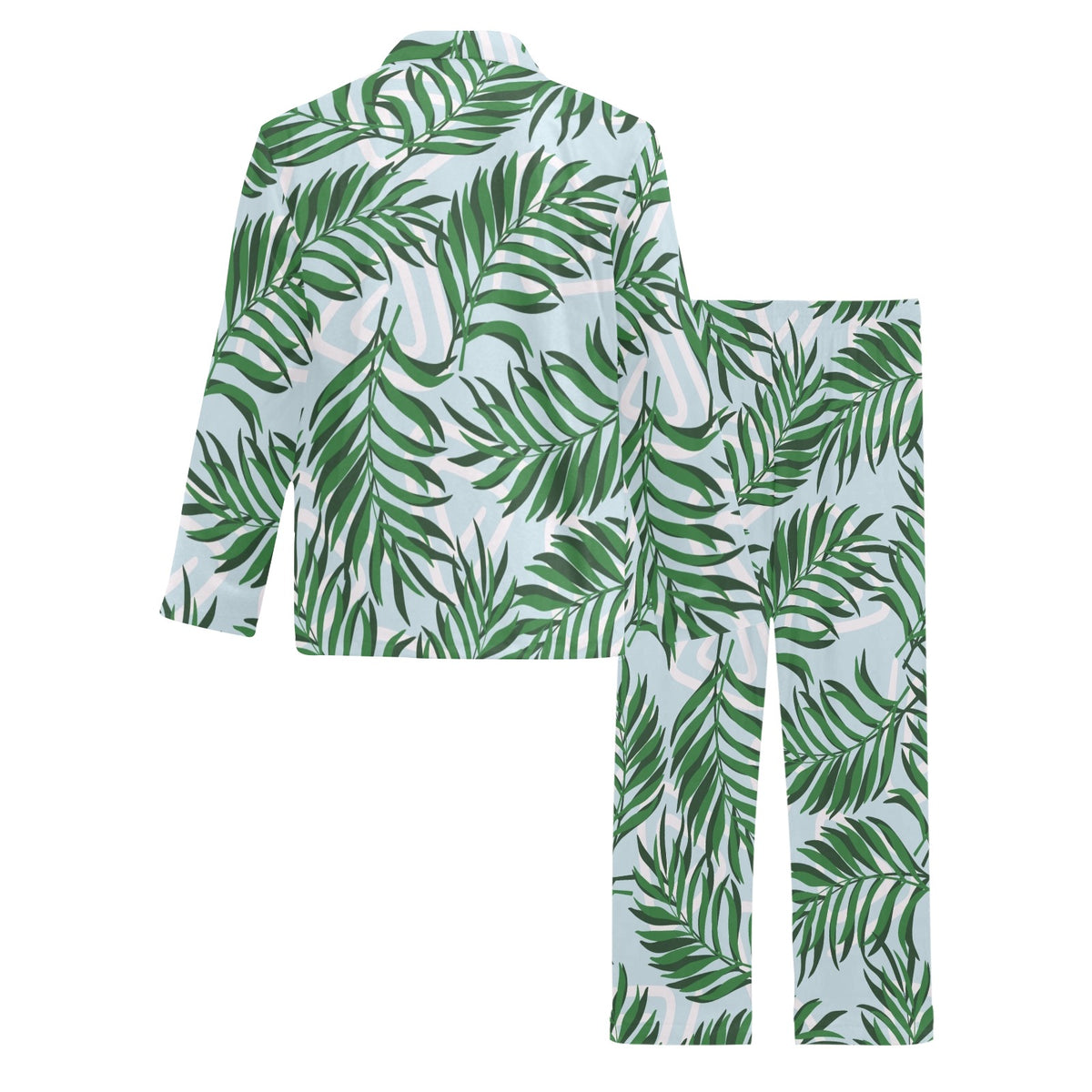 Palm Leaves Pattern Print Design PL06 Men's Long Sleeve Pajama Set