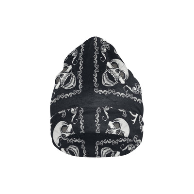 Bandana Skull Black White Print Design LKS306 Unisex Beanie