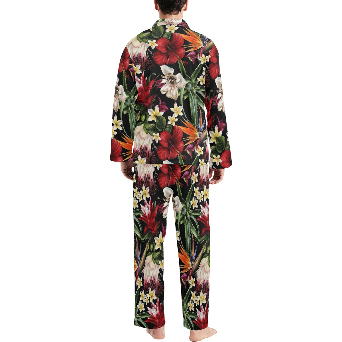 Summer Floral Pattern Print Design SF03 Men's Long Sleeve Pajama Set